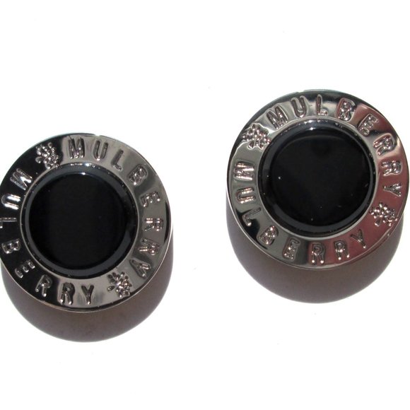 ✨Vintage MULBERRY Cuff Links Cufflinks Silver Black Designer Signed Round Circle - Picture 5 of 13